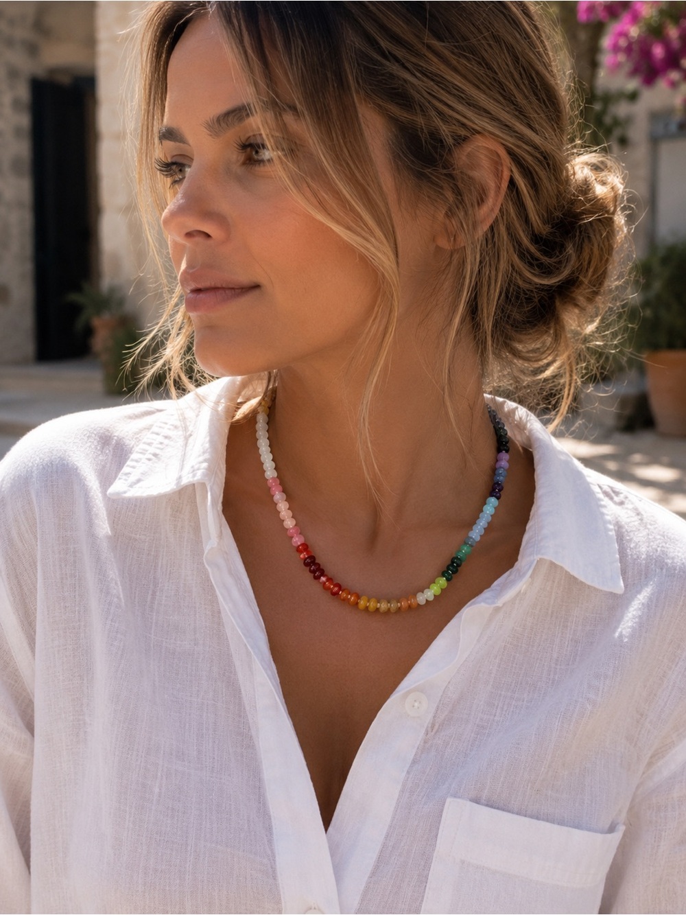 NWT | Piper K Rainbow Genuine Stone Necklace | Mallorca Market Energy